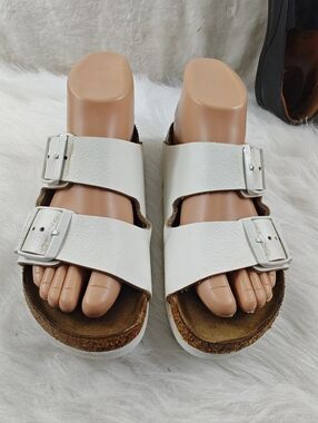 Birkenstock Arizona White Double Strap Sandals Buckle Slides EU 36 US 5–5.5